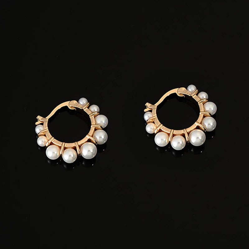 RONLLNA Pearl Hoop Earrings for Women Fashion Dangle Hypoallergenic Layer Earrings Drop Dangle Earrings Gifts for Women - Image 4